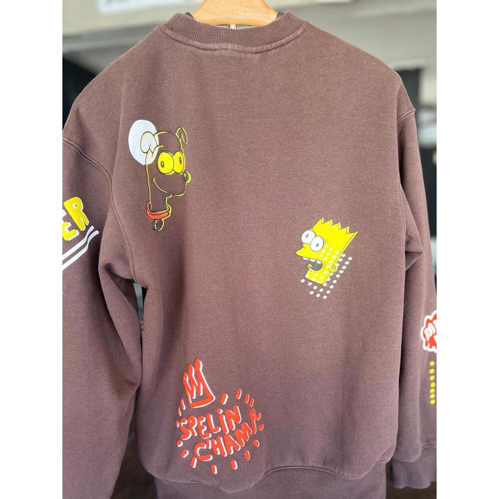H&M The Simpsons Loose-Fit Cotton Blend Sweatshirt Dark Brown Sz XS - Picture 5 of 7
